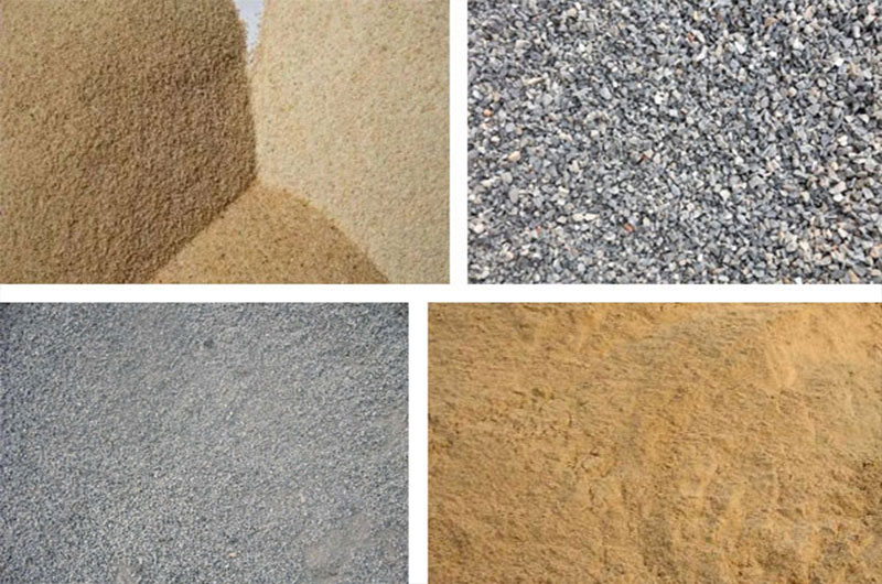 捞砂机洗出来的各种沙子